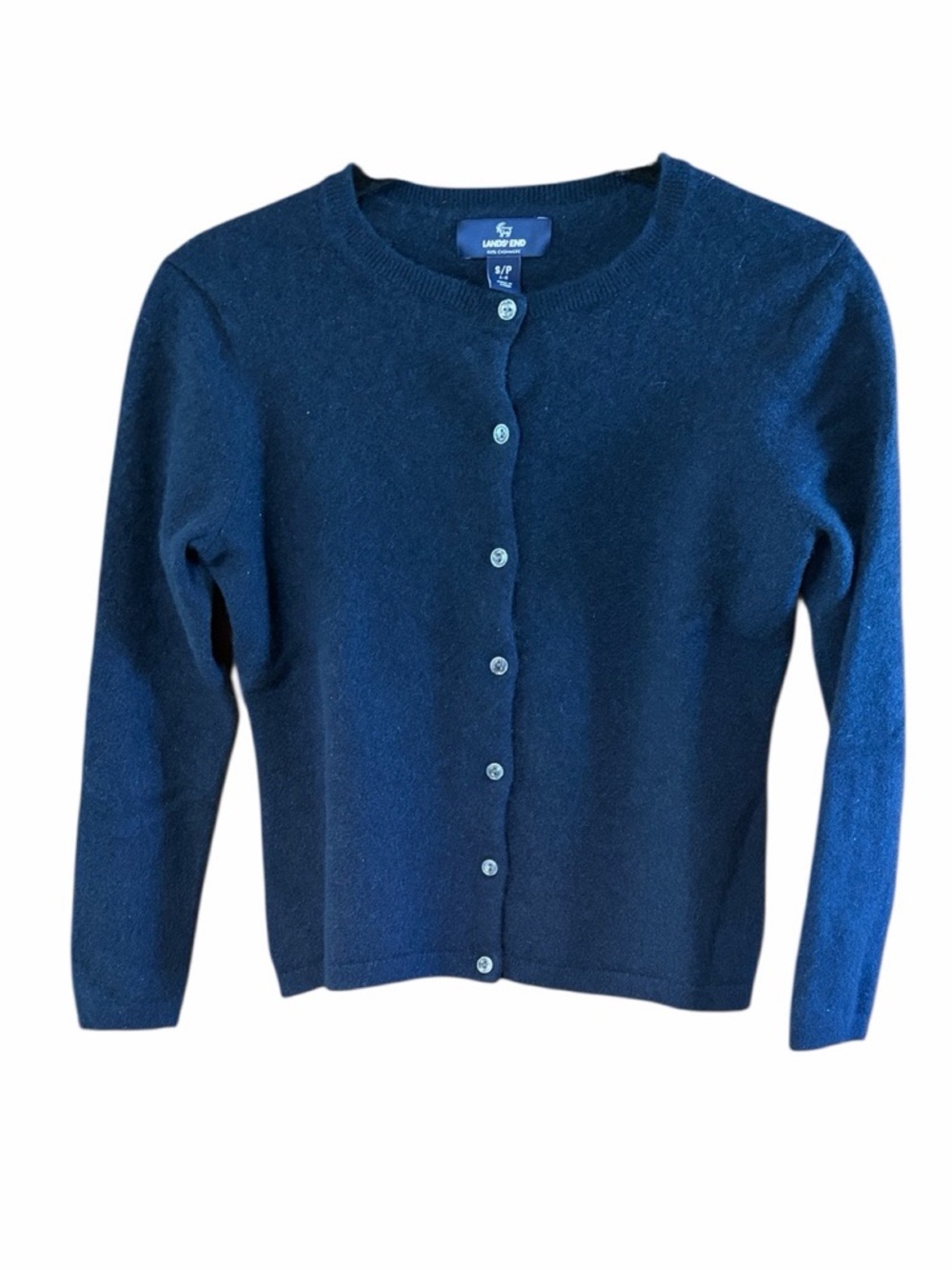 Lands’ End Cashmere Cardigan Sweater In Deep Sea Navy - Picture 2 of 6